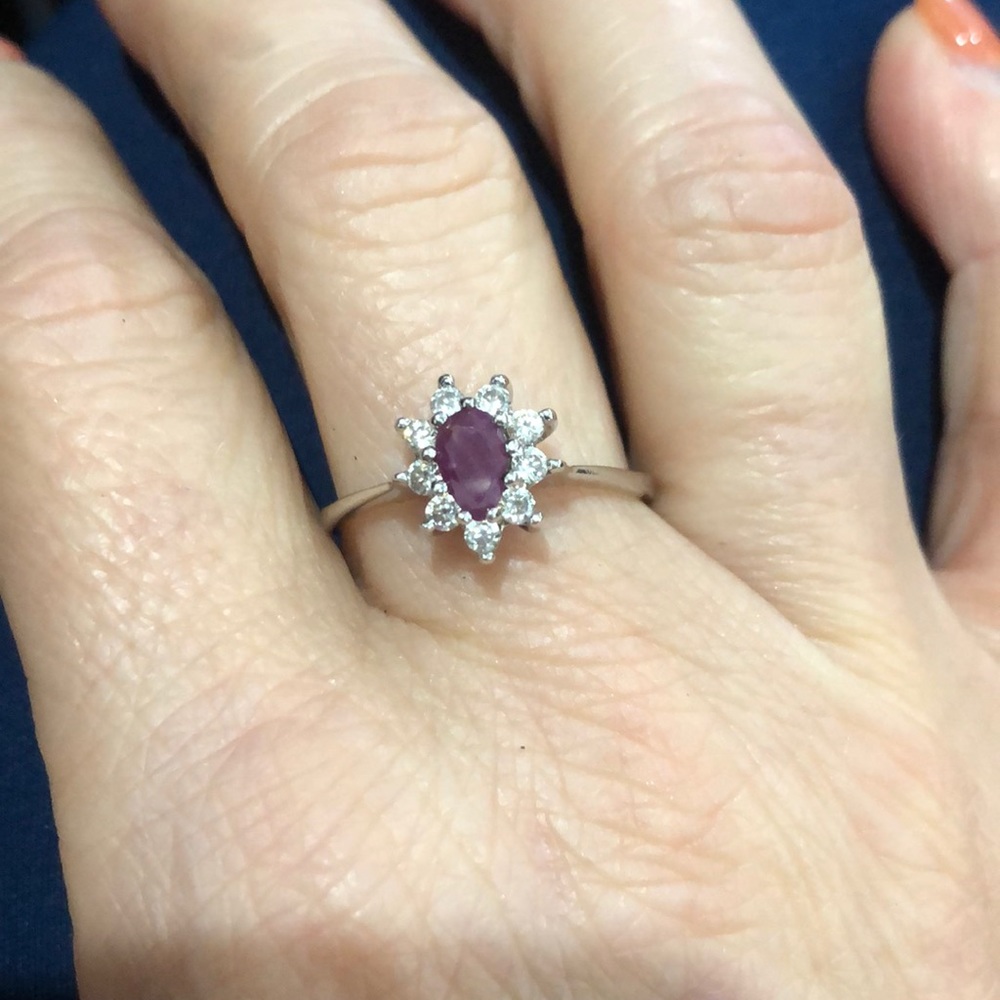 Genuine Ruby Ring With Cz Sterling - image 1